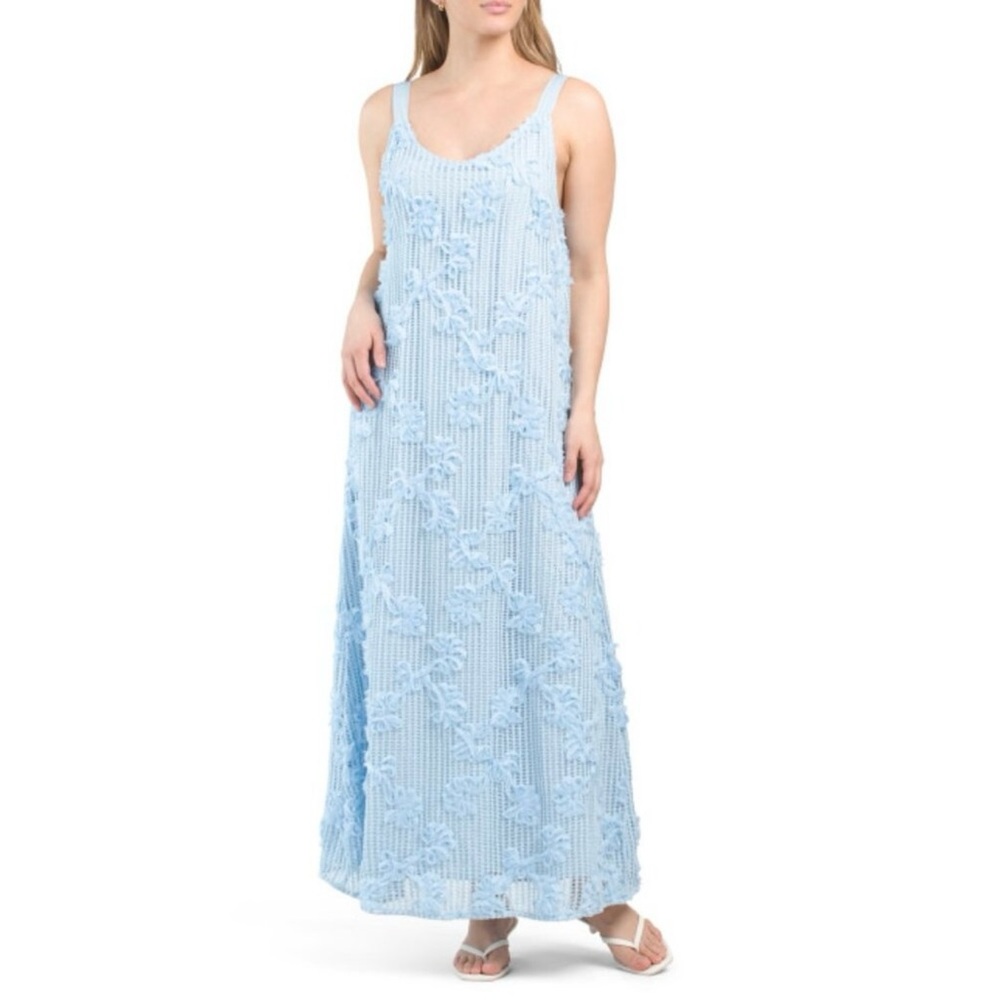 En Saison Light Blue Crochet Maxi Dress